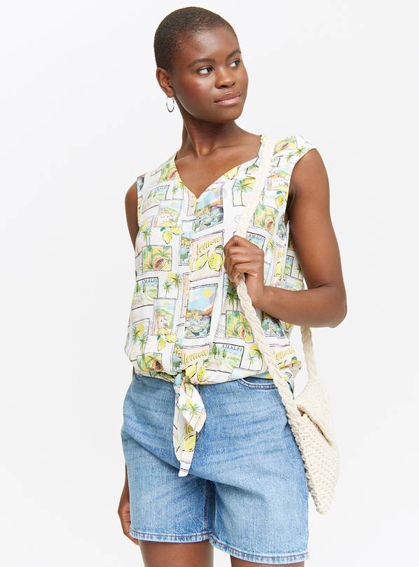 Amalfi Print Tie Front T-Shirt 14